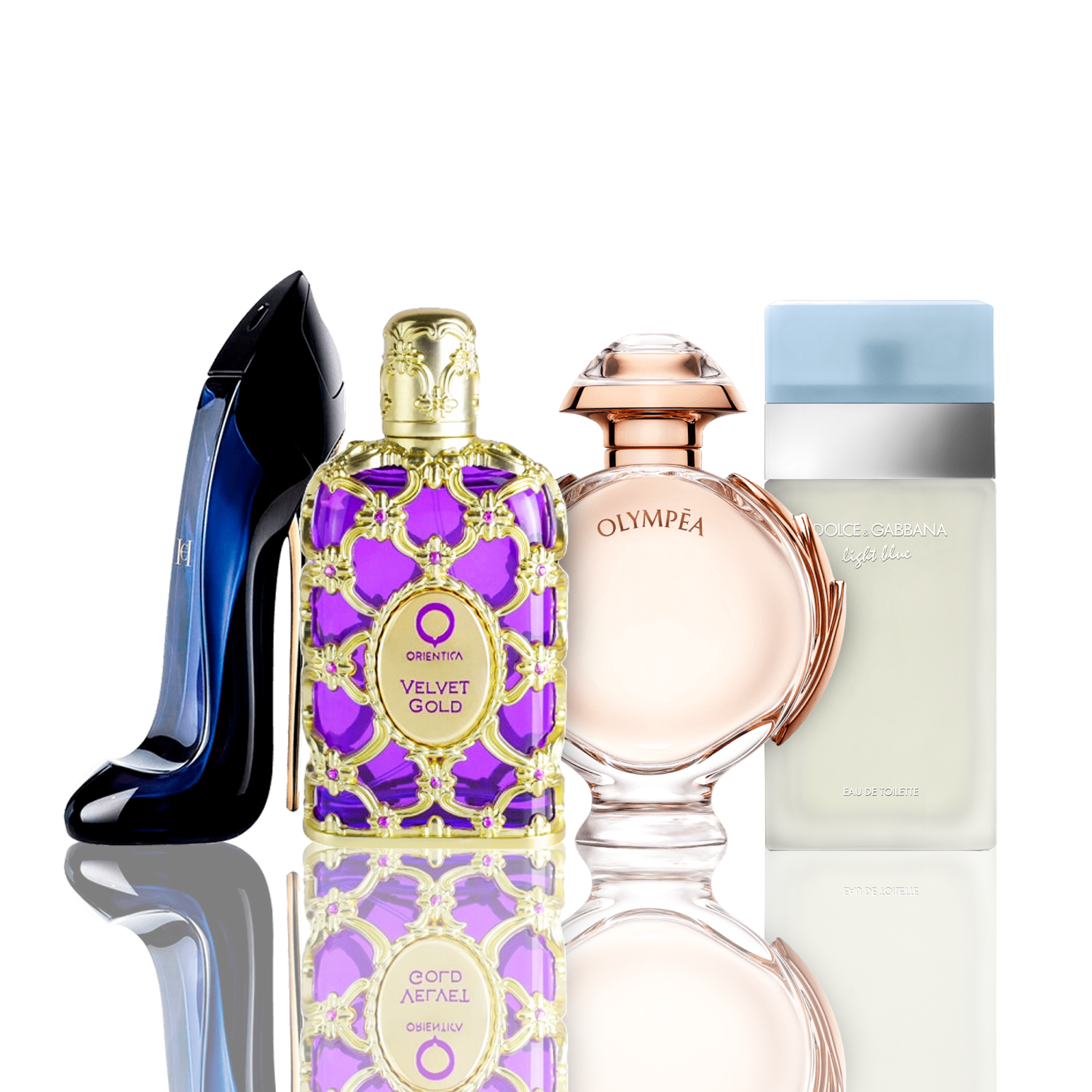 Set 4 Profumi | Light Blue + Orientica Velvet Gold + Good Girl + Olympea 100 ml